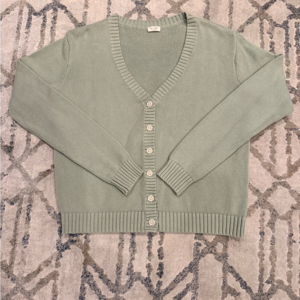 John Galt Sage Green Button-Up Cardigan